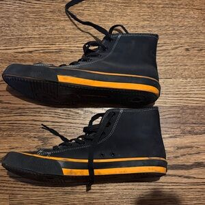 Harley-Davidson Black and Orange High-Top Sneakers